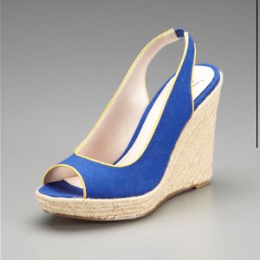 NWOT All Hail Canvas Wedges Ceri Cobalt/Yellow